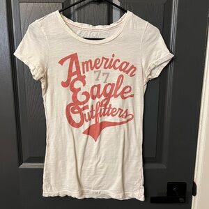 American Eagle Outfitters White Tee with Red Stitching